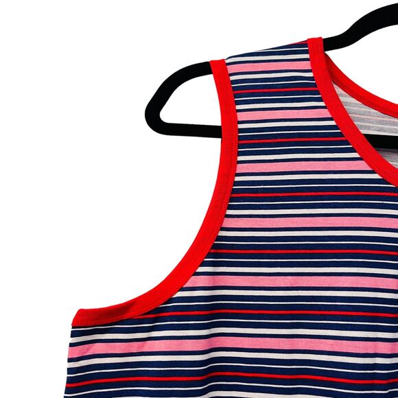 Dreams & Co Womens Sleepshirt 1X Lounge Dress Striped Sleeveless Round Neck - Picture 3 of 7